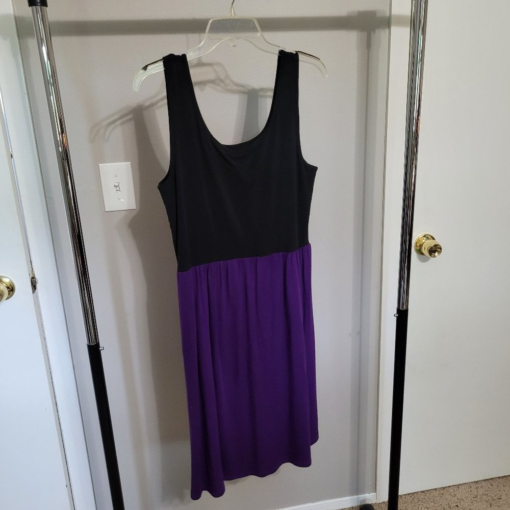 DKNY Black & Purple Jersey Knit Sundress